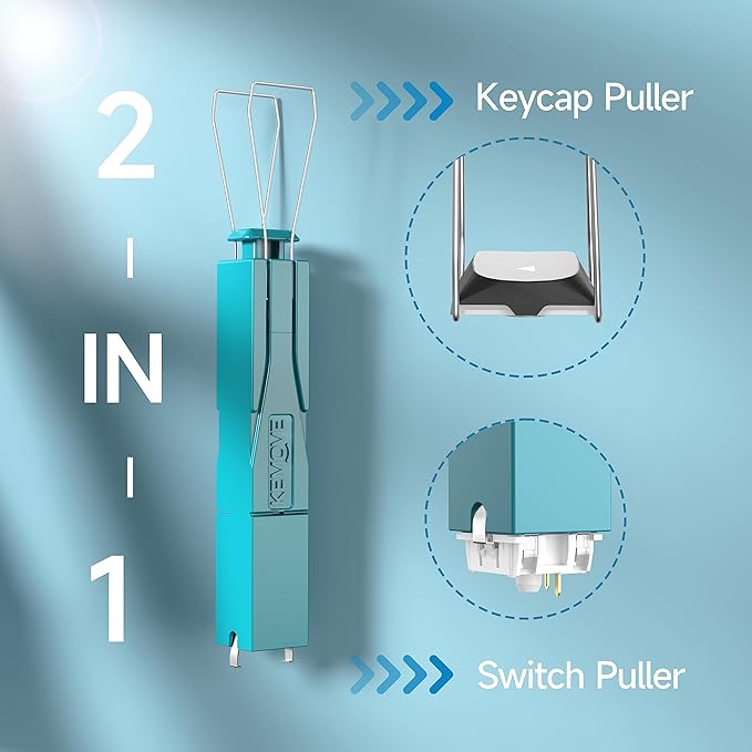 KEMOVE P10 2-in-1 Switch Puller Keycap Puller for Mechanical Keyboard, 304 Stainless Steel Key Switch Keycap Puller, Easily Remove and Replace Gaming Keyboard Switches and keycaps - Blue
