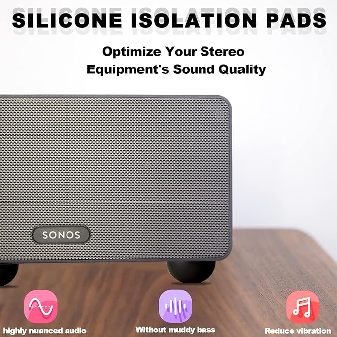 1.25" Silicone Hemisphere Bumpers Isolation Feet Rubber Non-Skid Speaker Pads with Adhesive Record Player Isolation Pads for Small Speaker Spikes,Turntable,Amplifiers, Subwoofer,Monitors,Decks 8 pcs