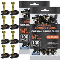 BEST CONNECTIONS Coaxial Cable Clips with Pre-Inserted Screw (200 Pack) – Black Single Cable Mounting Clamps for Coax Cable (RG6, RG59) and Ethernet Cable – Cord Fastener/Strain Relief Clip