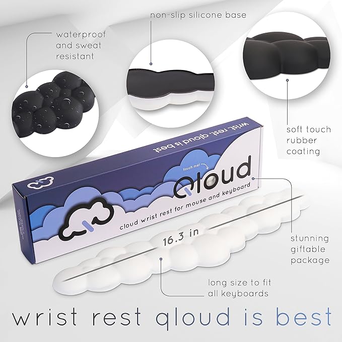 Qloud Cloud Wrist Rest Keyboard Wrist Rest for Computer Keyboard Pad, Cloud Keyboard Wrist Rest, Wrist Pad for Keyboard, Memory Foam, Non Slip Base, Comes with Mouse Pad - Lilac Purple