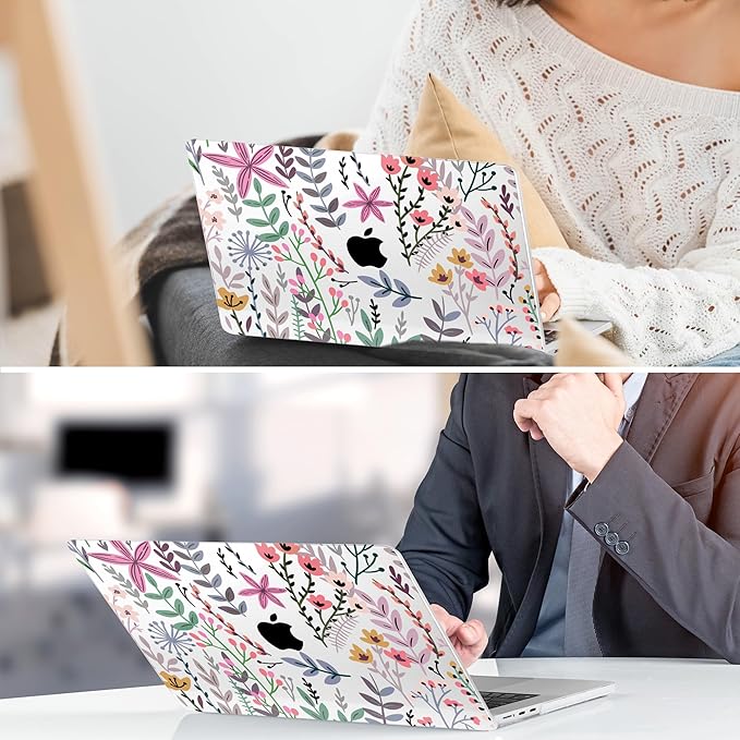 TWOLSKOO for M4 MacBook Air 13.6 inch Case 2025-2022 Release M4 A3240 M3 A3113 M2 A2681, Plastic Hard Shell & Screen Protector & Keyboard Cover & Trackpad Film, Tiny Flower