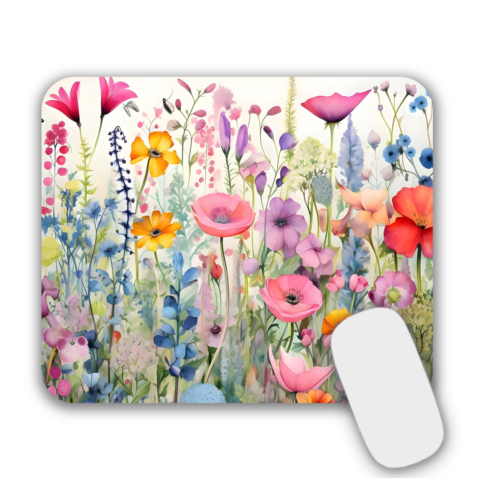 Mouse Pad, Gaming Mouse Pad, Non-Slip Rubber Base Mouse Mat with Designs for Laptop, Computer & Office, 9.5 x 7.9 x 0.12 inches (Nice Flowers)