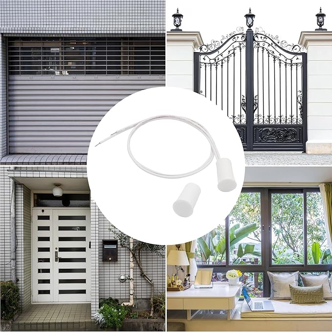4PCS Recessed Wired Security Window Door Contact Sensor, Normally Closed NC, Door Alarm Magnetic Reed Switch with 2 Wire, ABS White, RC-33