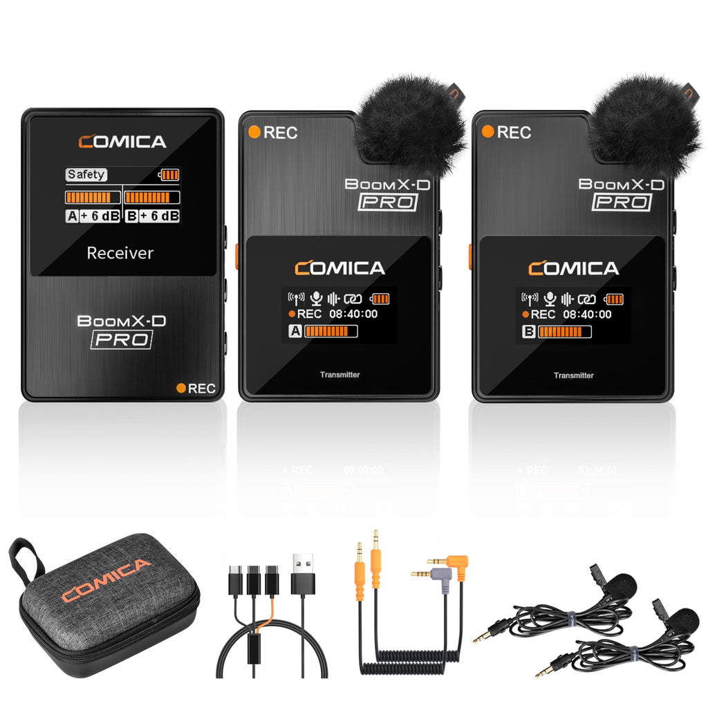 COMICA BoomX-D2 PRO Wireless Lavalier Microphone for iPhone Android Camera