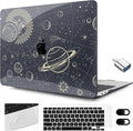 MEEgoodo for MacBook Air 13.3 inch Case 2021 2020 2019 2018 A2337 M1 A2179 A1932, Clear Case for MacBook Air M1, Hard Shell with Keyboard Webcam Cover & Trackpad Film & Type C Adapter,Moon