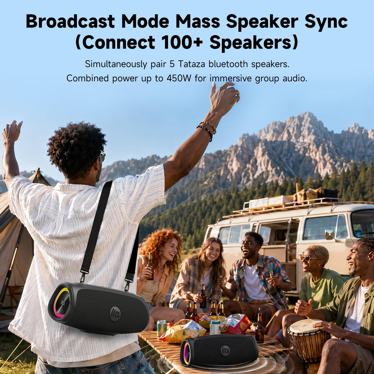 TAZATA Bluetooth Speaker Wireless, 90W Peak Loud Boombox Outdoor Speakers