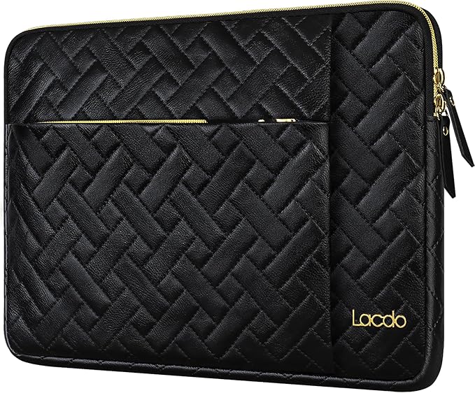 Lacdo 15-15.6 Inch Laptop Sleeve Case for Acer HP Dell ASUS Laptop, Acer Aspire 15, HP Pavilion/Envy 15, Dell Inspiron/Latitude 15, ThinkPad/IdeaPad 15, ASUS Vivobook 15 Computer Bag, Elegant Black