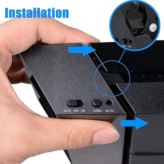 Linkhood Cooling Fan for PS4, USB External Cooler 5 Fan Turbo Temperature Control Cooling Fans for Sony PlayStation 4 Gaming Console (for PS4 ONLY)