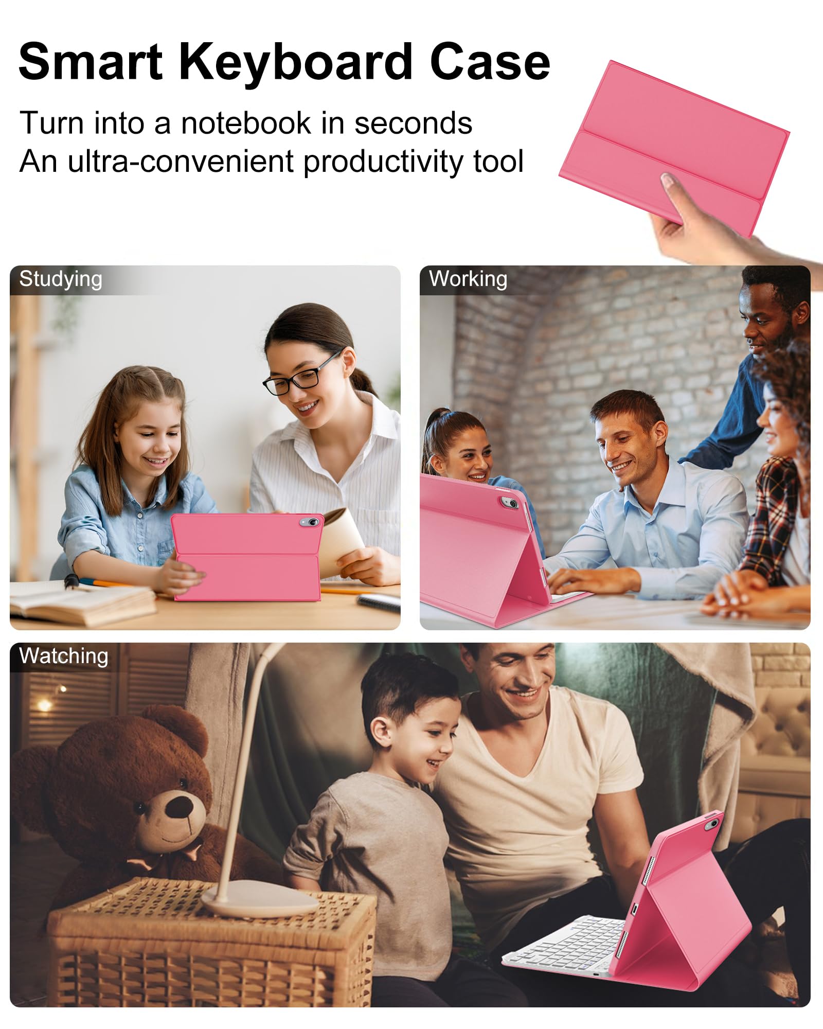 Keyboard Case for iPad 10th Generation 2022 10.9-inch - Rechargeable Detachable Wireless Bluetooth Keyboard - Smart Folio Cover with Pencil Holder for 10.9 inch Apple iPad 10th Generation, Red