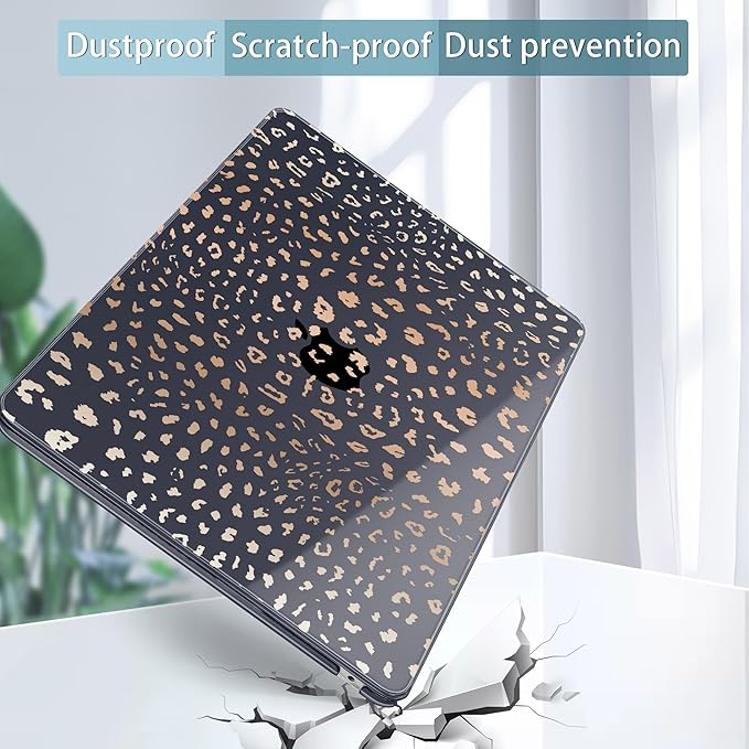 May Chen for MacBook Air 13.6 Inch Case 2025/2024/2023/2022 Release (Model A2681 A3113 A3240, M2 M3 M4 Chip) – Hard Shell Laptop Cover with Keyboard Cover & Screen Protector， Leopard Print