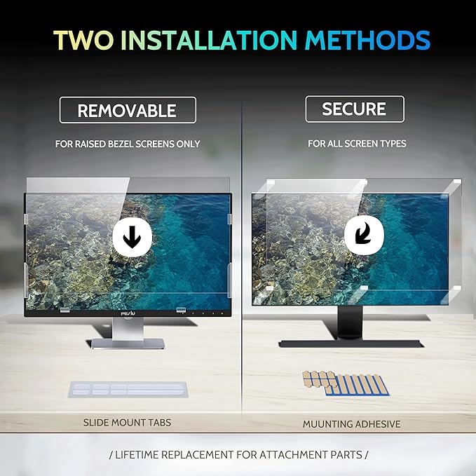 [2 Pack] 32 Inch Privacy Screen for Computer Monitor 16:9 Aspect Ratio, Eye Protection Anti Blue Light Glare Shield, 32inch Removable Black Blackout Anti Spy Desktop Security Private Filter