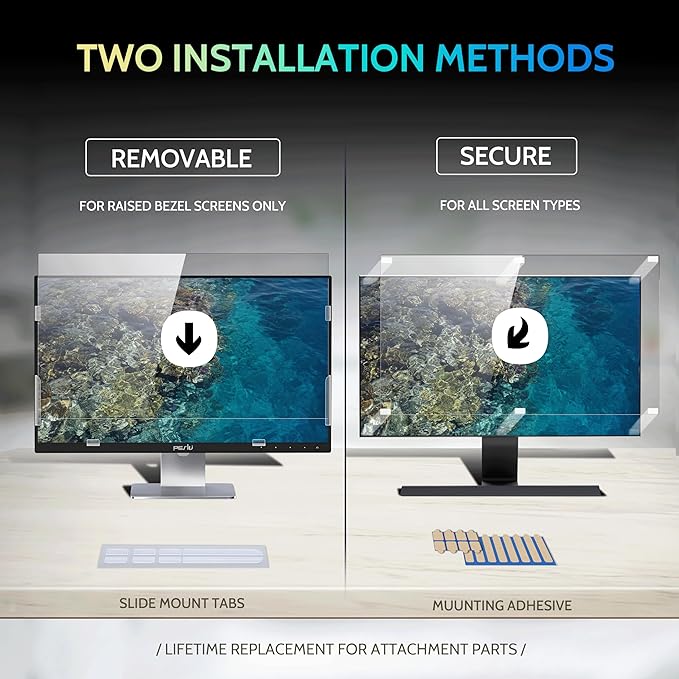 [2 Pack] 28 Inch Privacy Screen for Computer Monitor 16:9 Aspect Ratio, Eye Protection Anti Blue Light Glare Shield, 28inch Removable Black Blackout Anti Spy Desktop Security Private Filter