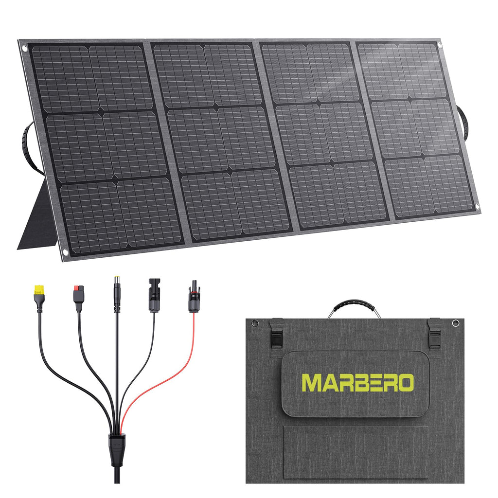 MARBERO 200W Portable Solar Panel for Power Station IP68 Waterproof 200 Watt Foldable Solar Charger >23% High Efficiency Compatible with Solar Generator for Camping RV Outdoor Cloudy
