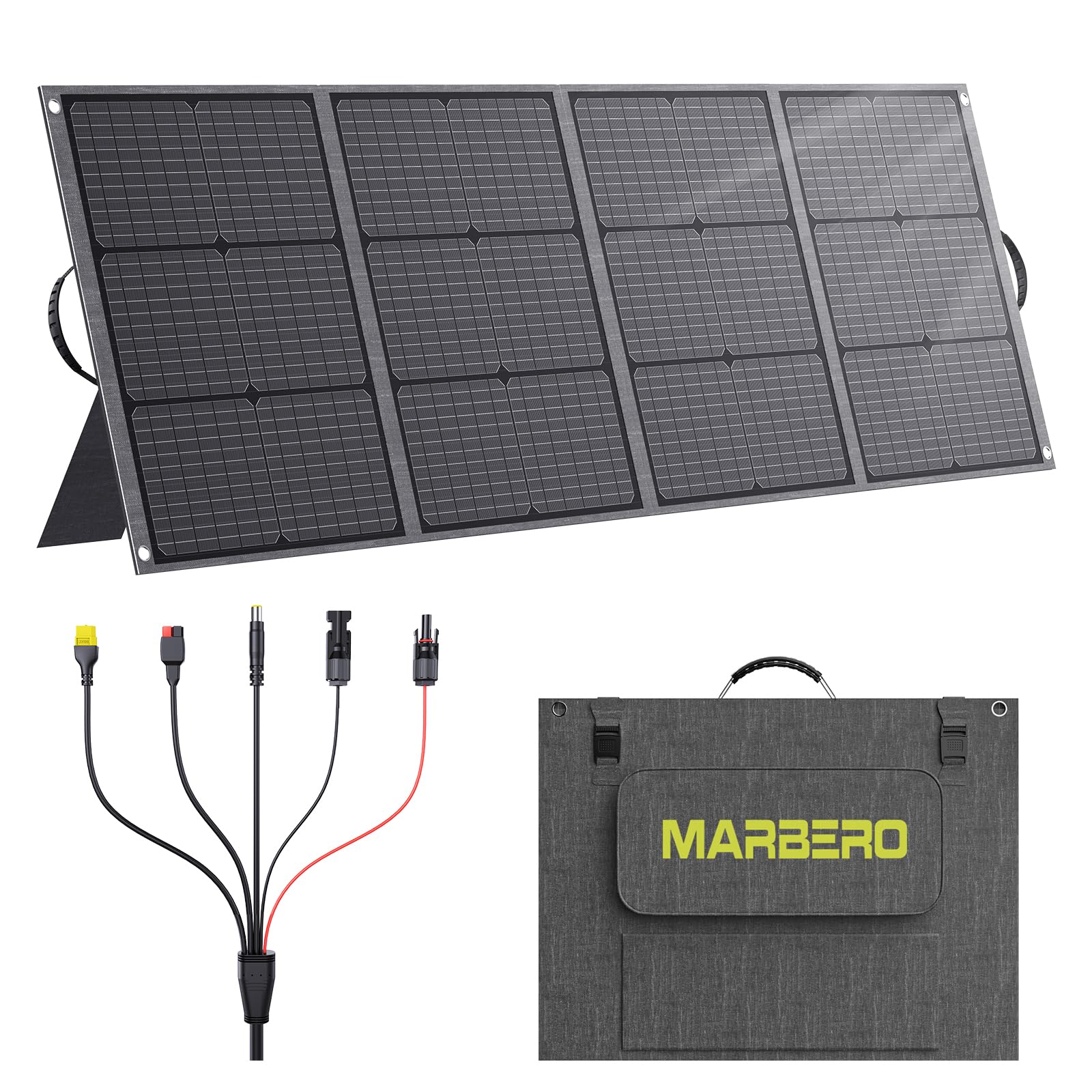 MARBERO 200W Portable Solar Panel for Power Station IP68 Waterproof 200 Watt Foldable Solar Charger >23% High Efficiency Compatible with Solar Generator for Camping RV Outdoor Cloudy
