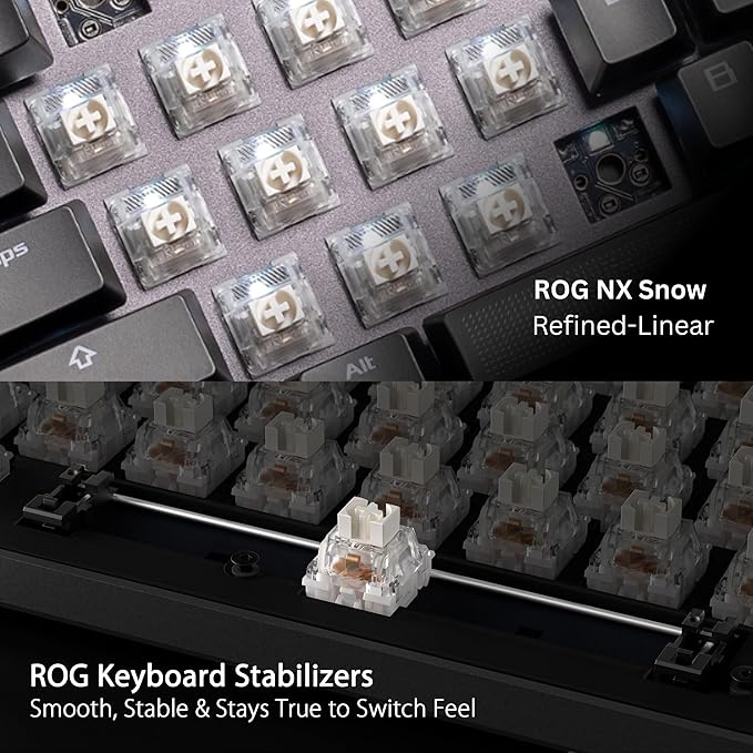 ASUS ROG Strix Scope II 96 Wireless Gaming Keyboard, Tri-Mode Connection, Dampening Foam & Switch-Dampening Pads, Hot-Swappable Pre-lubed ROG NX Snow Switches, PBT Keycaps, RGB-Black