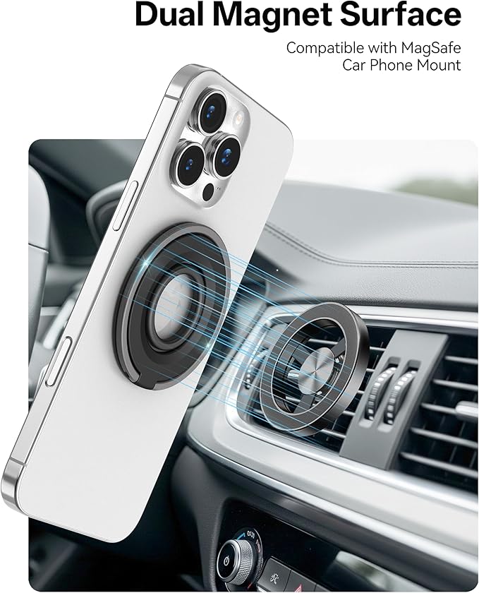 [2025 Newest] Magnetic Phone Grip for MagSafe Ring Holder, Magnet Phone Grip Stand Finger Kickstand Two-Sided Magnetic Compatible with iPhone 16 Pro/Max 15 14 13 12 11 Plus&Android