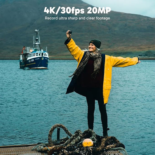 AKASO EK7000 Pro 4K30fps 20MP Action Camera EIS Ultra HD 131FT Waterproof Underwater Camera with Mini Selfie Stick Tripod and Carrying Case Helmet Accessories Kit Bundle