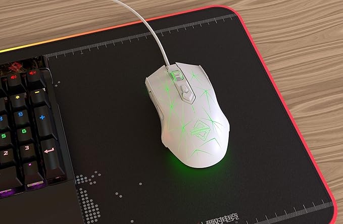 FIRSTBLOOD ONLY GAME. AJ52 Watcher RGB Gaming Mouse, Programmable 7 Buttons, Ergonomic LED Backlit USB Gamer Mice Computer Laptop PC, for Windows Mac Linux OS, Star White