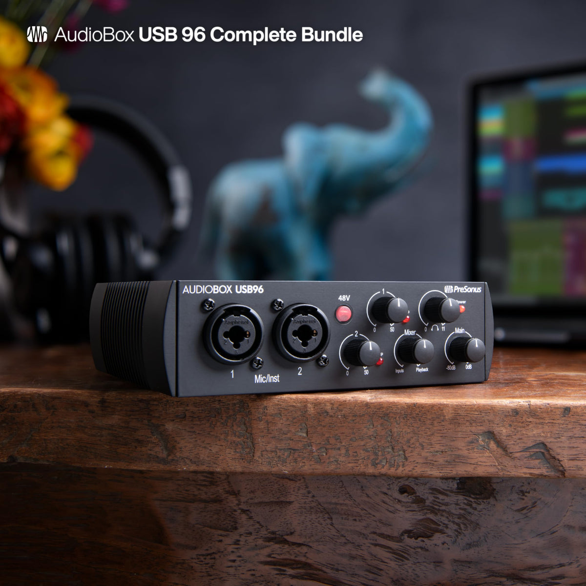 PreSonus AudioBox USB 96 Bundle — USB Audio Interface, XLR Interface for Guitar, Device for PC & Mac, Complete Recording Package with Studio One Pro, Music Production, Home Studio