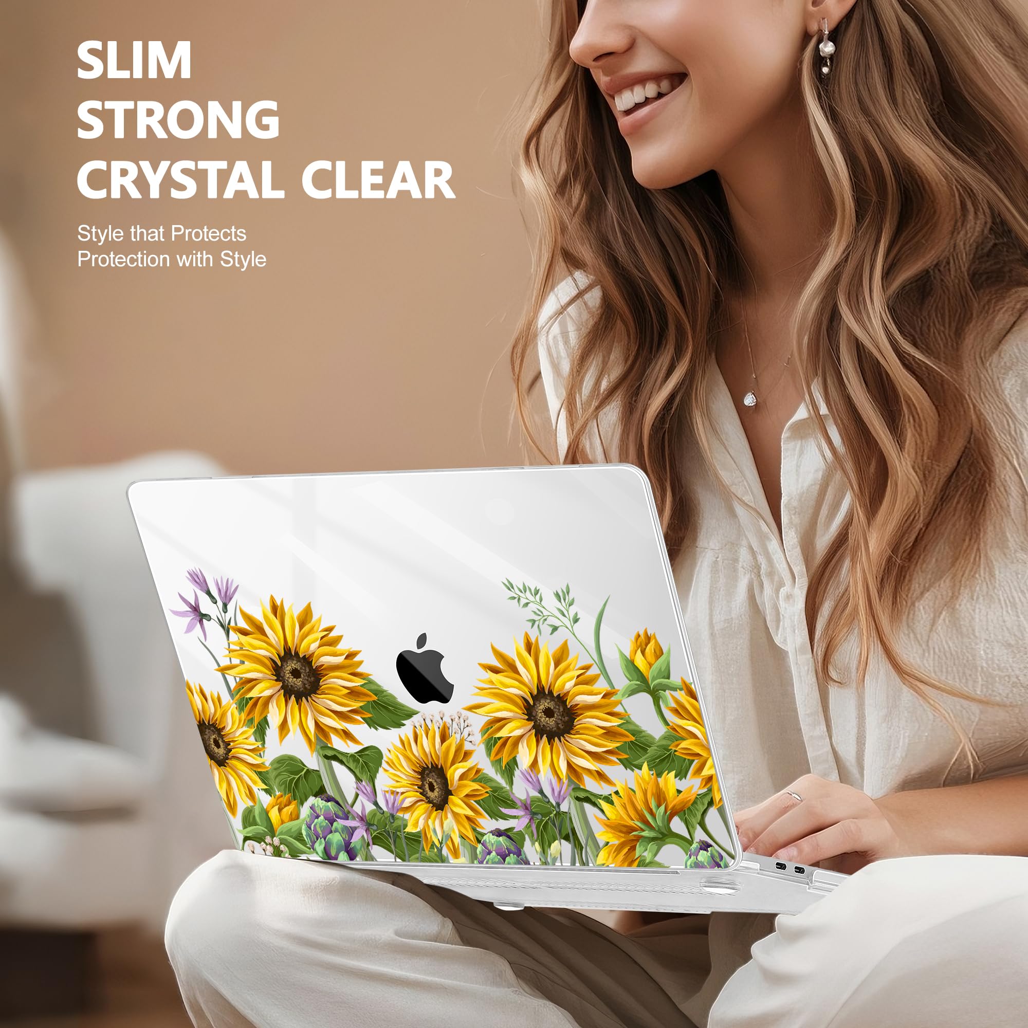 Lepeoac for MacBook Pro 16 inch Case 2019 2020 Release Model A2141, Plastic Hard Shell Cover with Keyboard Cover & Screen Protector for MacBook Pro 16 inch with Touch Bar & Touch ID, Sunflowers