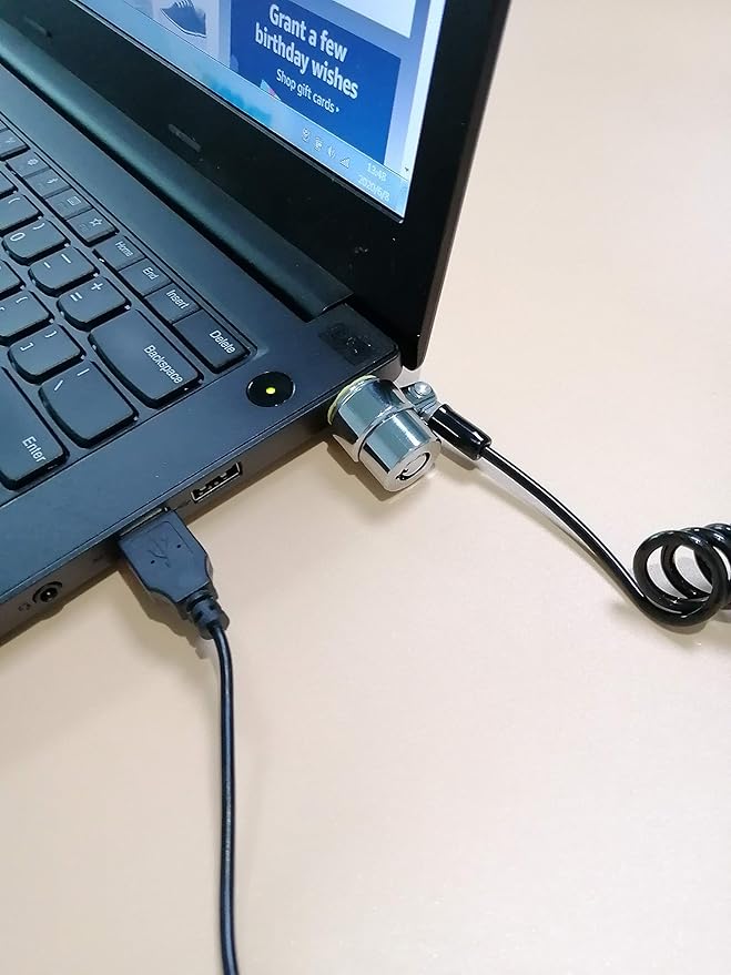 Security Hardware Cable Lock Kit,Retractable Cable Lock Portable Keyed Laptop Lock 3 Keys 6.2Ft for Monitors, Laptops, MacBooks, Tablets, iPad,Mac mini, (Keyed Different)
