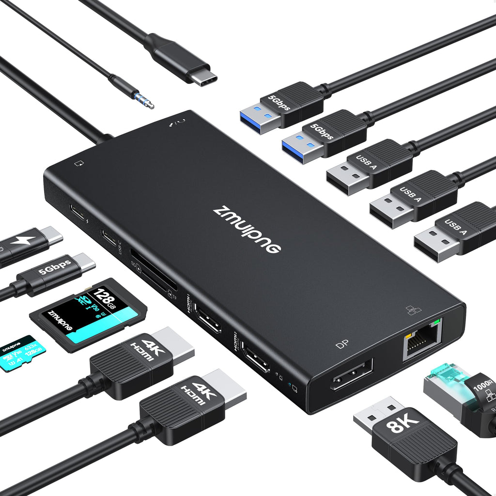 USB C Docking Station Dual Monitor Laptop Docking Station 2 HDMI 4K DP 8K