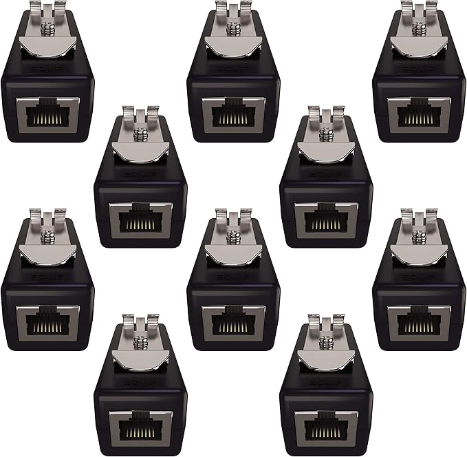 Ethernet Surge Protector (10 pack) PoE+ Gigabit (with DIN rail mount option) Gas Discharge Tube for Full Protection - RJ45 Lightning Suppressor - LAN Network CAT5/CAT6 Thunder Arrestor - Tupavco TP309