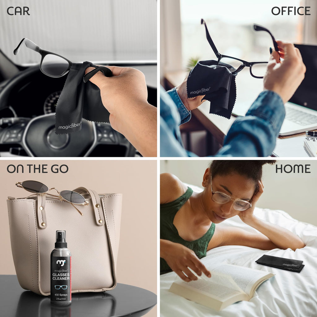 MagicFiber Glasses Cleaner Spray & Cloth Kit, Eye Glass & Lens Cleaner