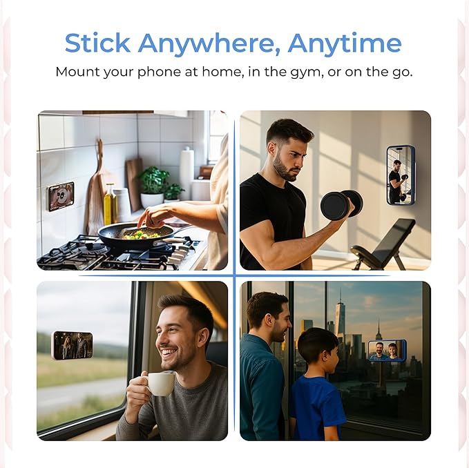 SUCKY Silicone Suction Phone Case Adhesive Mount - Anti-Slip Holder, Hands-Free Fidget Toy, Phone Accessory for iPhone and Android (Baby Blue, Double V2)