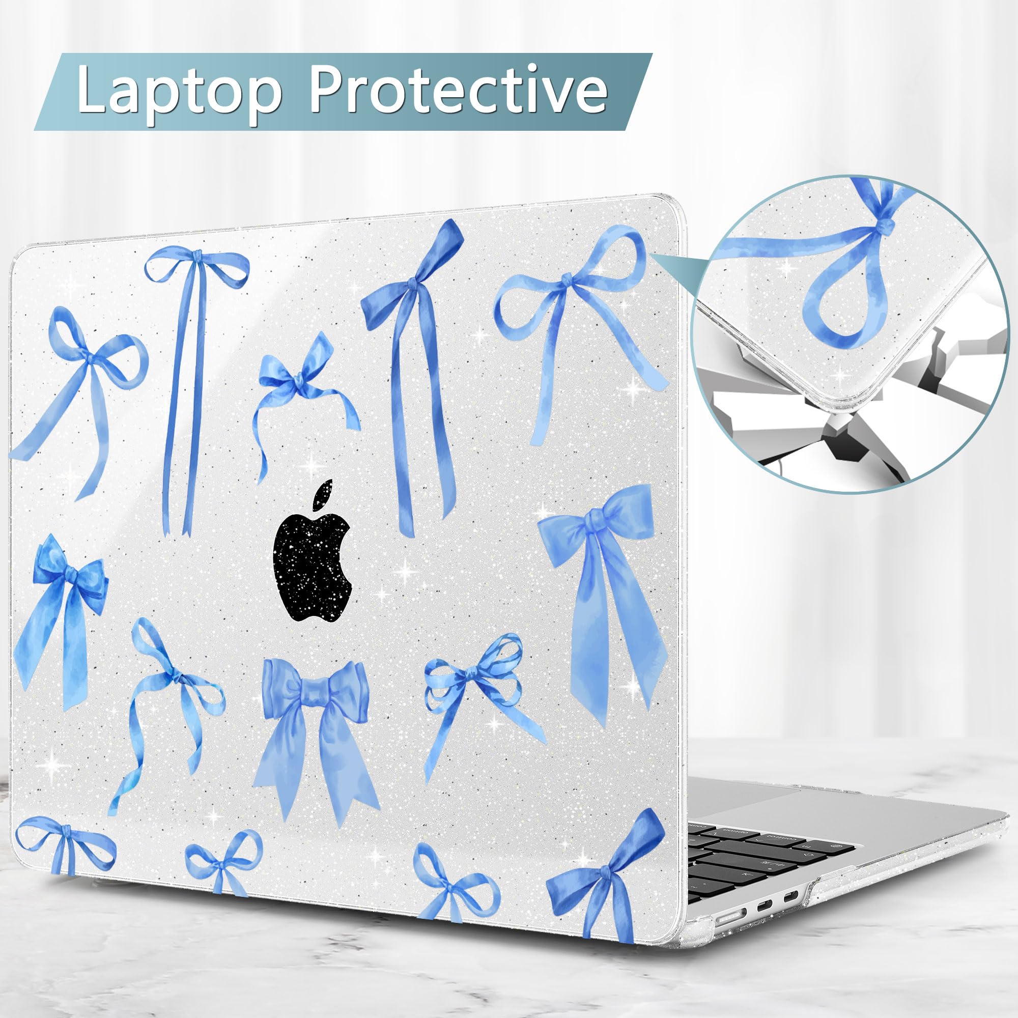 May Chen Case for MacBook Air 13/13.6 inch M5 A3449 M4 A3240 M3 A3113 M2 A2681, 2026 2025 2024-2022, Plastic Hard Shell with Keyboard Cover & Screec Protector, Watercolor Bows