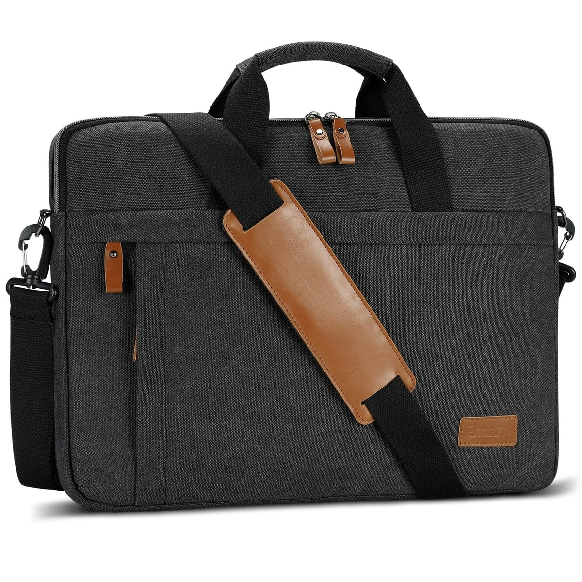 ESTARER Laptop Bag 17-17.3 Inch, Protactive Computer Bag Men, Water-resistant Canvas Laptop Case Slim Laptop Sleeve Fits Dell XPS/HP Pavilion/Ideapad/Acer/HP Omen/LG Gram, Dark Grey