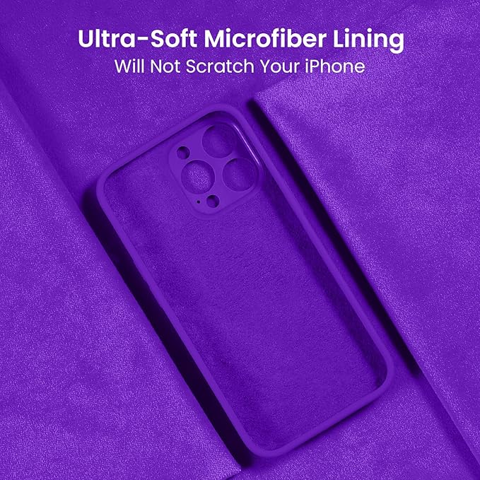 FireNova Designed for iPhone 15 Pro Max Case, Silicone Upgraded [Camera Protection] Phone Case with [2 Screen Protectors], Soft Anti-Scratch Microfiber Lining Inside, 6.7 inch, Neon Purple