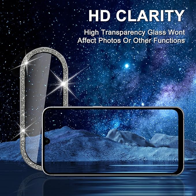 for Samsung Galaxy A26/A36/A56 Camera Lens Protector, Individual Metal Ring Tempered Glass Lens Cover, [Strong Adsorption] Scratch Resistant Ultra-Thin HD Clear Lens Cover, 1 Set-Black