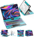 SIBEITU Keyboard Case for iPad Pro 13 Inch (M5 2025 / M4 2024), 360 Rotatable iPad Pro 13 Clear Cover with Multi-Touch Trackpad, 7-Color Backlight & 3 Brightness, High-Tech Visible PCB Design, Blue
