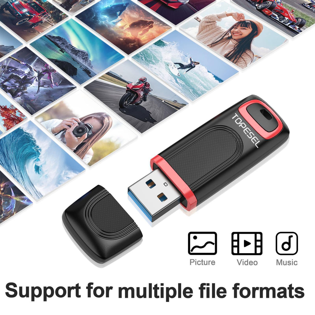 TOPESEL 128GB Flash Drive 3 Pack, USB 3.0 Thumb Drives High Speed Memory Stick Jump Drive Zip Drive for Data Storage and Backup (Three Mixed Colors: Red Blue Cyan)
