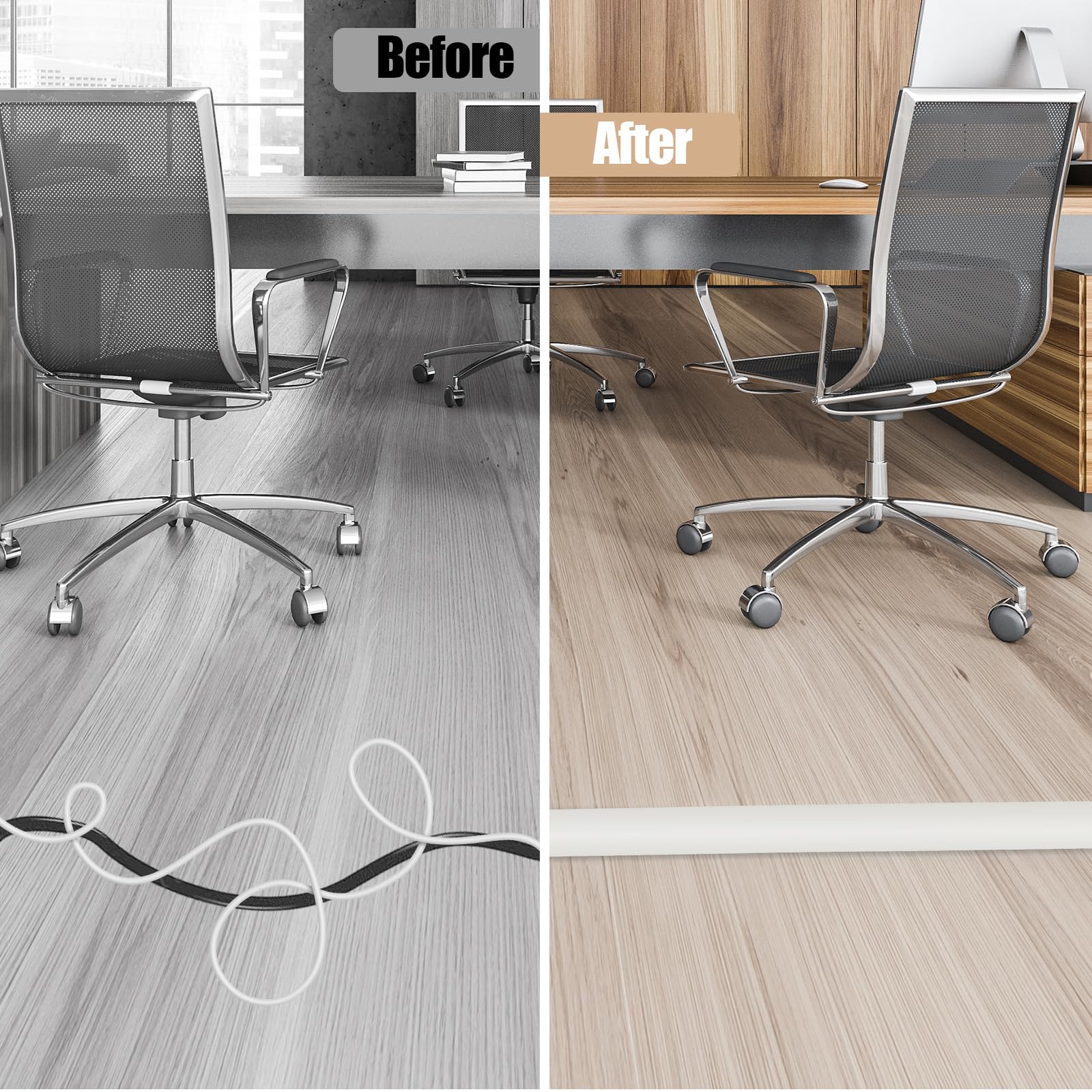 Floor Cord Cover Cable Cavity Self Adhesive Cord Hider Floor 10FT Floor Cable Management Power Cord Protector Floor Electric Cord Covers for Offices, Gym, Exhibitions (Beige, 1.18" x 20')