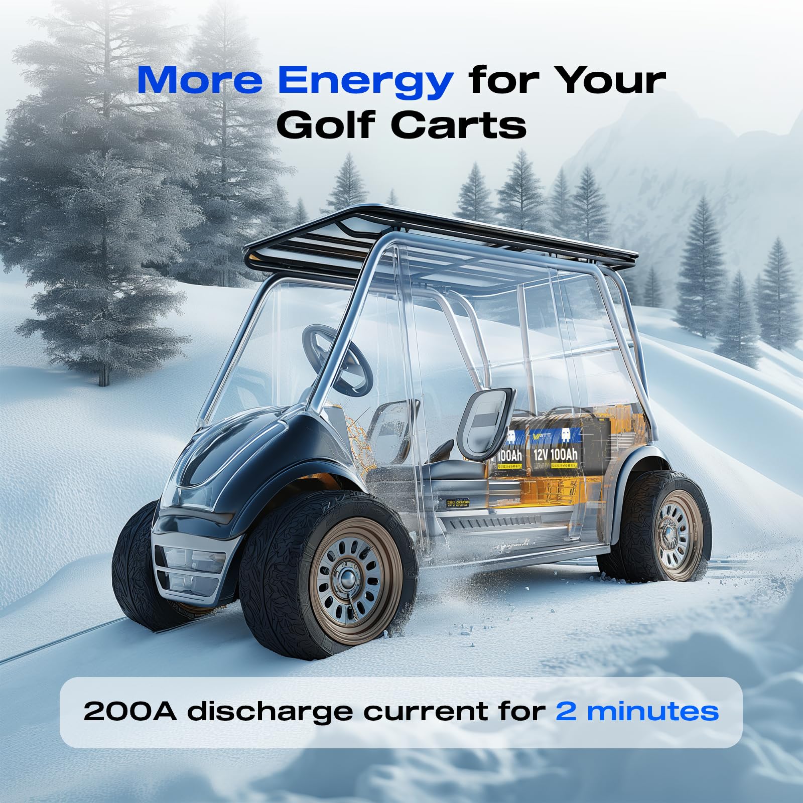WattCycle 12V 100Ah LiFePO4 Lithium Battery 3 Pack - BCI Group 24, 15000 Cycles, Built-in 100A BMS, Low-Temperature Protection - Ideal for RVs, Golf Cart, Home Energy Storage, Marine (3 Pack)