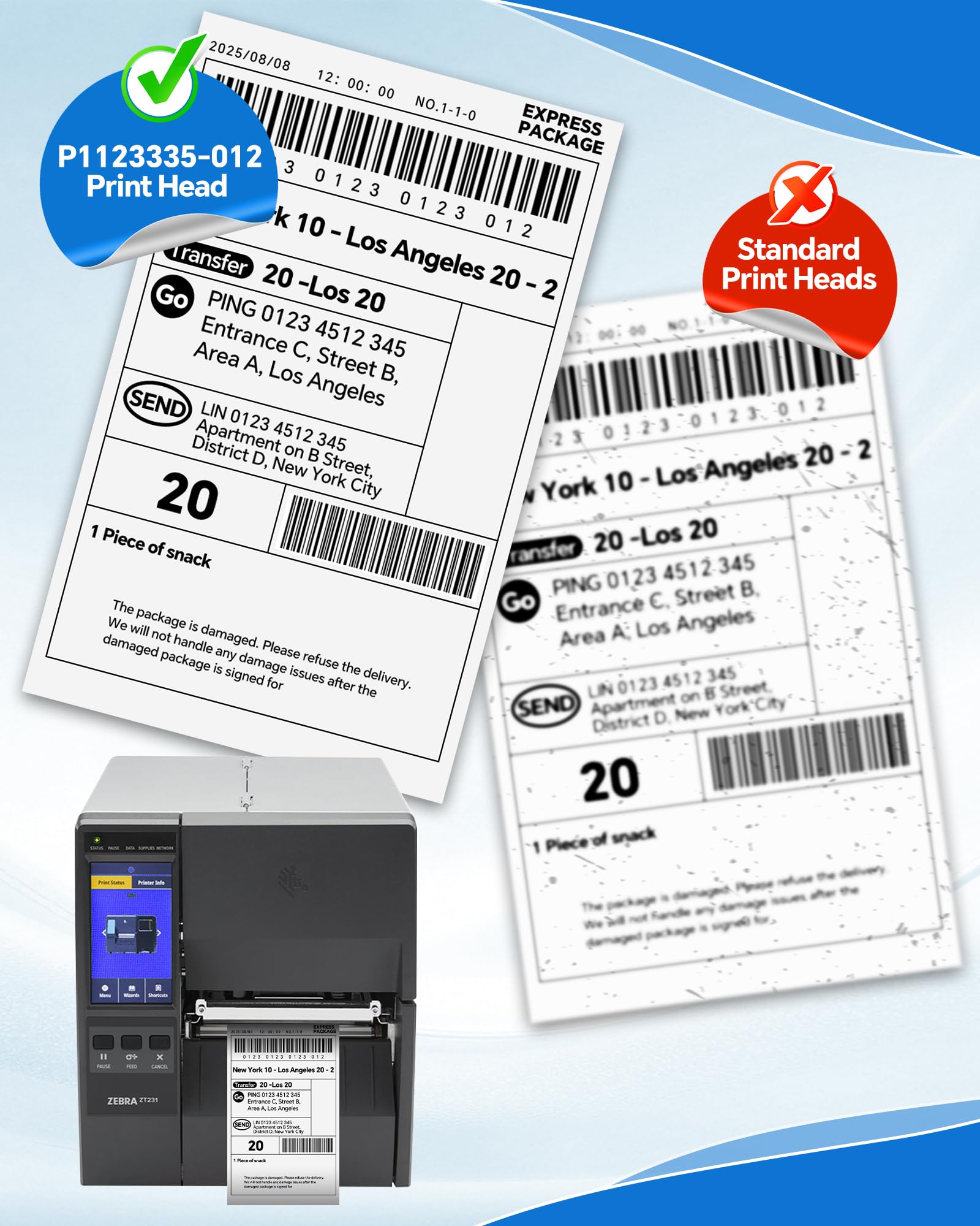 P1123335-012 Genuine Print Head for Zebra ZT111 ZT211 ZT231, New Printhead for Zebra Barcode Thermal Label Industrial Printer 203dpi OEM Replacement P112216-10