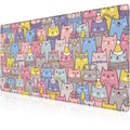 Mouse Pad, Large Cute Christmas Cats Desk Mat, Extended Non-Slip Gaming Keyboard Mousepad Desk Pad, Thick Stitched Edges Waterproof Mouse Mat 31.5"x15.7" (Cartoon Christmas Kittens)