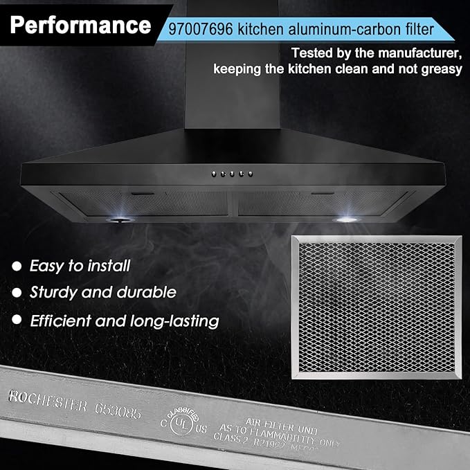 97007696 Charcoal Filter Replacement for Range Hood 41F Grease Filter 6105c 8-3/4" x 10-1/2" Aluminum Mesh Charcoal Carbon Filter Compatible with Most Brand Stove Vents -3 PACKS by Fetechmate