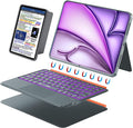 WIWU Keyboard Case for iPad Air 13 Inch 3 in 1 Magnetic Detachable Keyboard Case Adjustable Stand 7 Colours Backlit Keys with Trackpad (Grey, for Air 13"(M3/M2) Pro 12.9" 6/5/4/3)