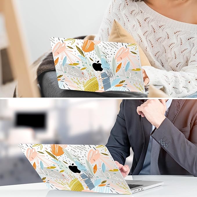 TWOLSKOO for M4 MacBook Air 13.6 inch Case 2025-2022 Release M4 A3240 M3 A3113 M2 A2681, Plastic Hard Shell & Screen Protector & Keyboard Cover & Trackpad Film, Doodle Floral