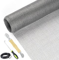 Screen Repair Kit Easy DIY Project 36" x 90" Fiberglass Screen Mesh with Rolling Tool and Screen Retainer Spline Screen Replacement kit for Windows Sliding Doors and Patio Screens (36" x 90", Gray)