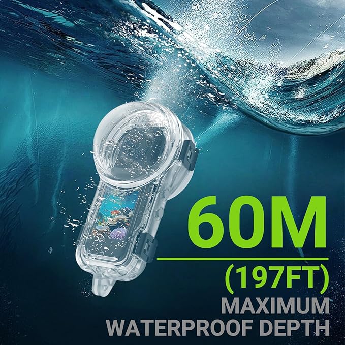 Invisible Dive Housing Case for Insta360 X5,Waterproof Up to 60M/196ft Invisible Underwater Photography Housing, X5 Protective Cover Shell with Bracket Accessories2