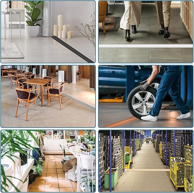 Floor Cord Covers for Wires 12FT Cable Hider Wire Cover Self Adhesive Cord Hider Floor for Offices, Homes, Workshops, Warehouses Cable Cavity 0.3" W x 0.3" H