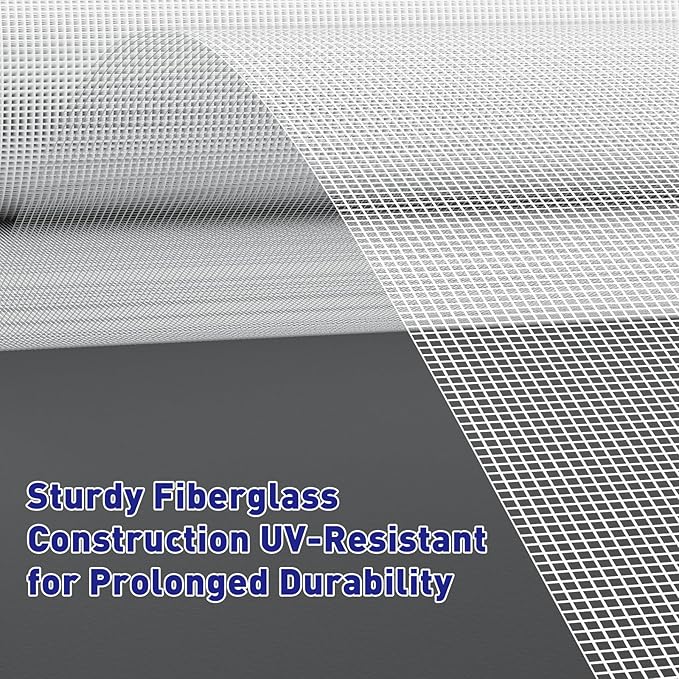 MAGZO Window Screen Replacement Mesh 48"W x 99"L - DIY Adjustable Polyester Pet Proof Screen Door Mesh for Patio Sliding Doors Window Screen Repair Kit, Durable, Washable, White