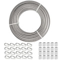 TooTaci 3/16" Stainless Steel Cable, 100ft Wire Rope with Aluminum Crimping Sleeve&Thimbles, 7x19 Strands, 3700lbs Breaking Strength Heavy Duty Aircraft Cable for Zipline, Deck Railing, Shade Sail