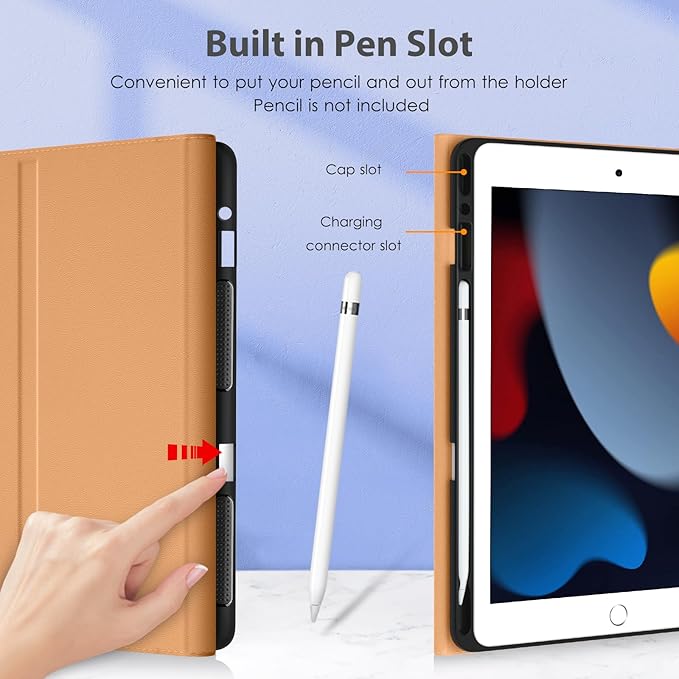 DTTO for iPad 9th/8th/7th Generation 10.2" Case 2021/2020/2019 with Keyboard, 7 Colors Backlit Wireless Detachable Keyboard Premium Leather Folio Cover with Pencil Holder & Pocket, Navy Blue