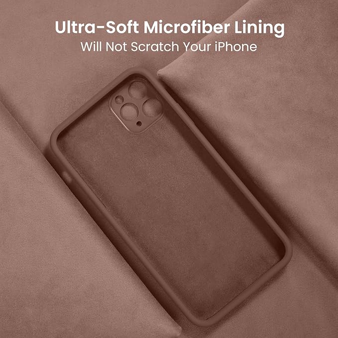 FireNova Designed for iPhone 13 Pro Max Case, Silicone [Camera Protection] Phone Case with [2 Screen Protectors], Soft Anti-Scratch Microfiber Lining Inside, 6.7 inch, Light Brown