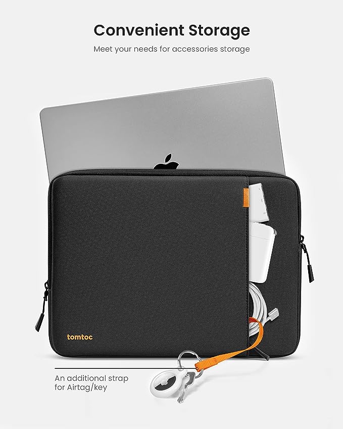 tomtoc 360 Protective Laptop Sleeve for 14-inch MacBook Pro M4/M3/M2/M1 Pro/Max A3112 A3401 A3185 A2992 A2918 A2779 2024-2021, Water-Resistant Case Bag with Accessory Pocket for 13.8 Surface Laptop 7
